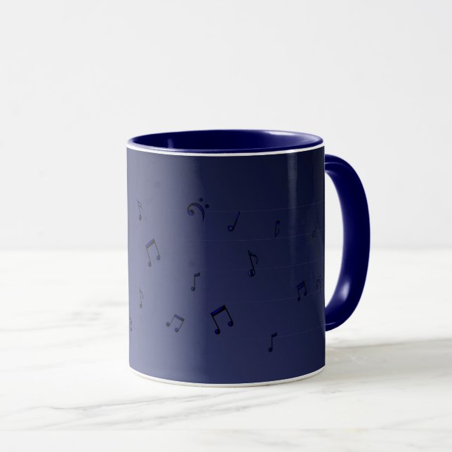 Musical Notes Navy  Mug (Front Right)