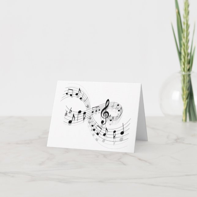 Musical Notes On A Staff Line Note Cards (Front)