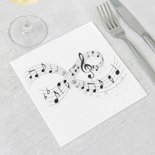 Musical Notes On A Staff Line Paper Napkins