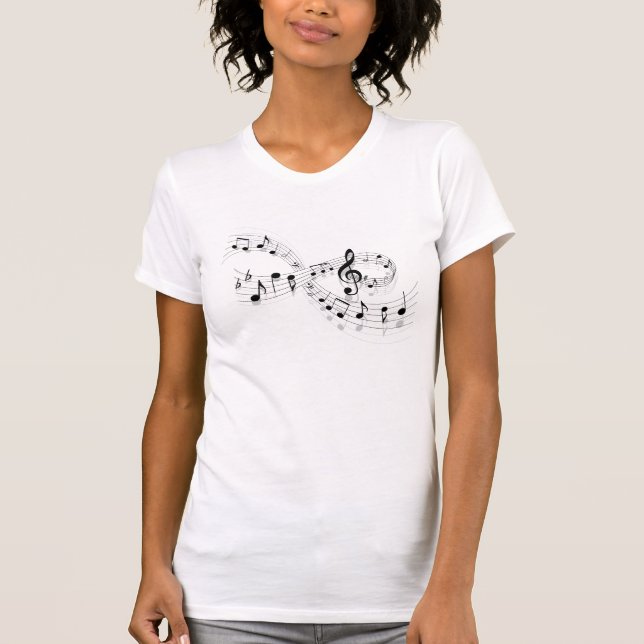 Musical Notes On A Staff Line Womens T-Shirt (Front)