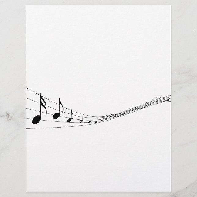 Musical notes on a wave shaped stave (Front)
