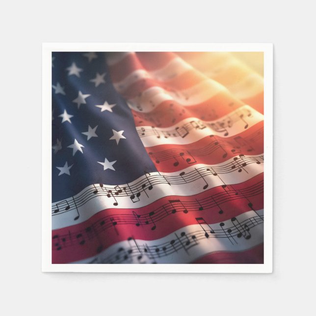 Musical Notes On an American Flag Napkin (Front)