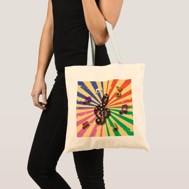 Musical Notes on Sunsplash Background Tote Bag (Front (Product))
