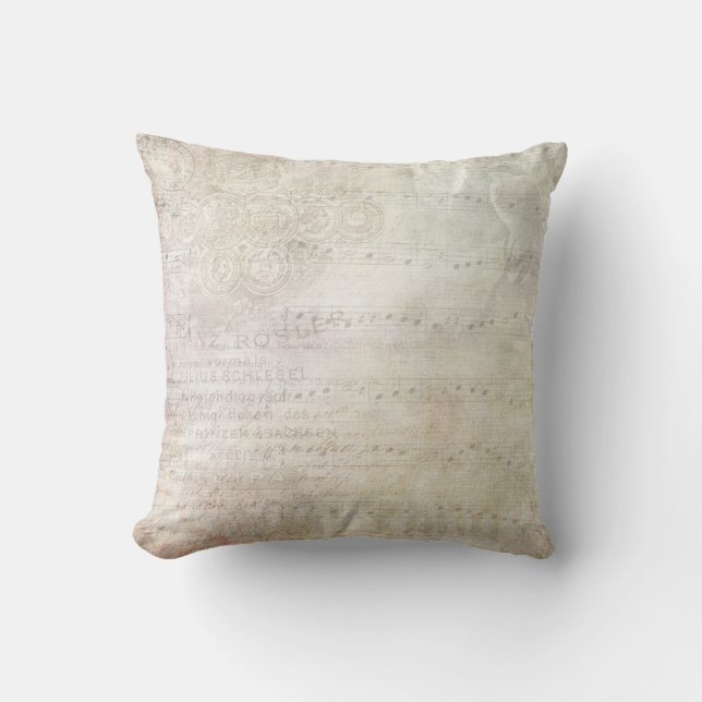Musical Notes Pale Pink Throw Pillow (Front)
