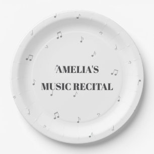 Musical Notes Pattern Treble Clef Music Event Paper Plate