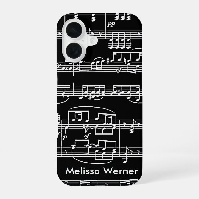 Musical Notes personalised iPhone 16 Case (Back)