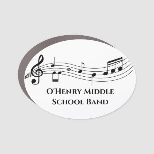 Musical Notes Personalised Music School Staff Car Magnet