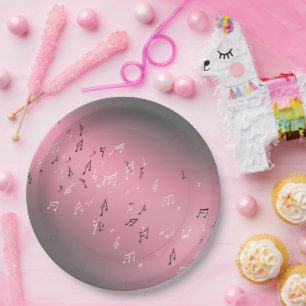 Musical Notes Pink Moonlight Paper Plate