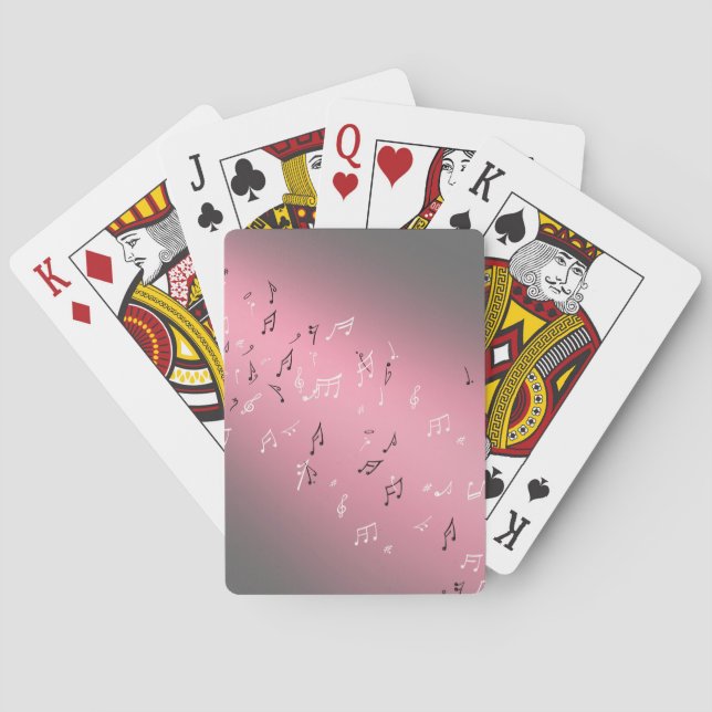 Musical Notes Pink Moonlight Playing Cards (Back)