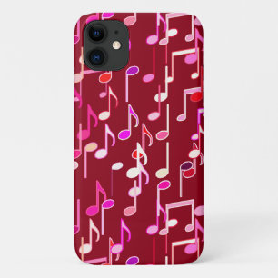 Musical Notes print - burgundy, multi iPhone 11 Case