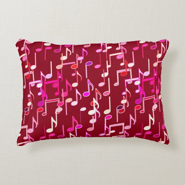 Musical Notes print - burgundy, multi Decorative Cushion (Front)