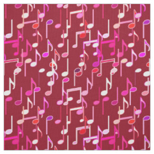 Musical Notes print - burgundy, multi Fabric