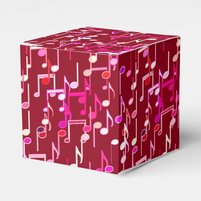 Musical Notes print - burgundy, multi Favour Box (Front Side)