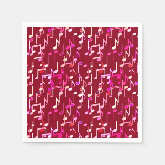 Musical Notes print - burgundy, multi Napkin (Front)