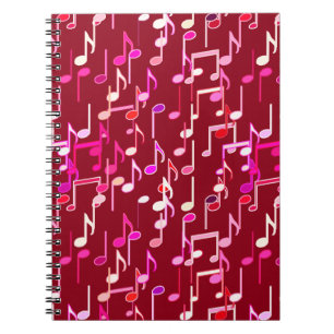 Musical Notes print - burgundy, multi Notebook