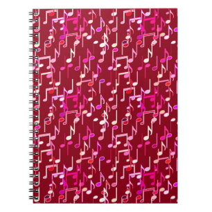 Musical Notes print - burgundy, multi Notebook