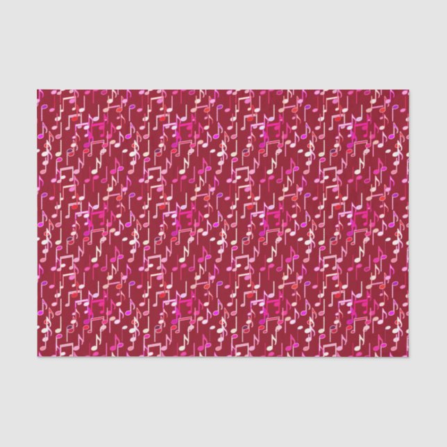 Musical Notes print - burgundy, multi Tissue Paper (Front)