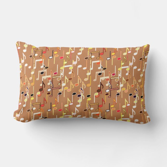 Musical Notes print - Caramel Tan, Multi Lumbar Cushion (Front)
