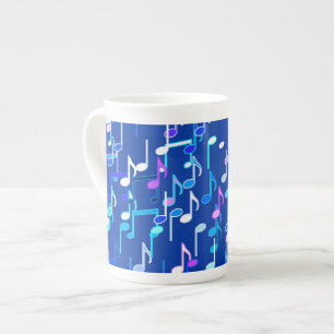 Musical Notes print - indigo blue, multi Bone China Mug