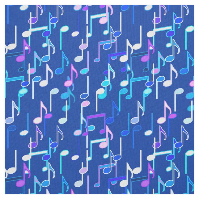Musical Notes print - indigo blue, multi Fabric (Swatch)