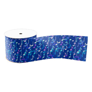 Musical Notes print - indigo blue, multi Grosgrain Ribbon