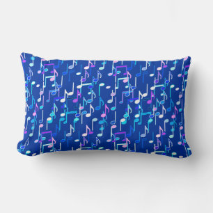 Musical Notes print - indigo blue, multi Lumbar Cushion