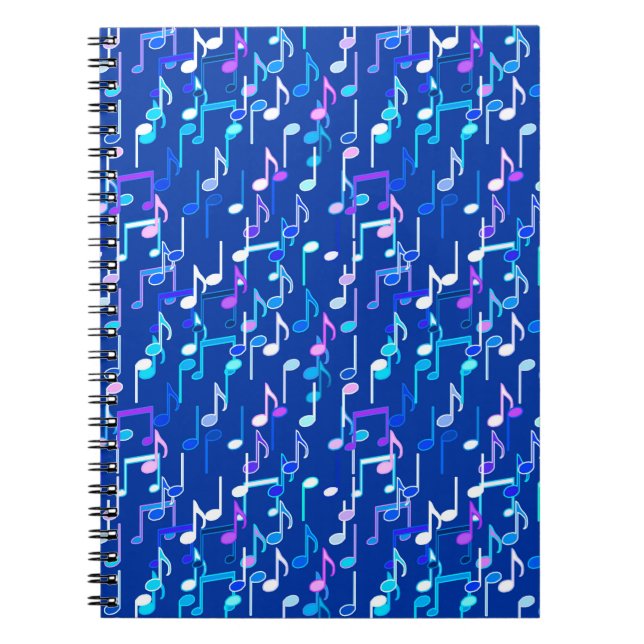 Musical Notes print - indigo blue, multi Notebook (Front)