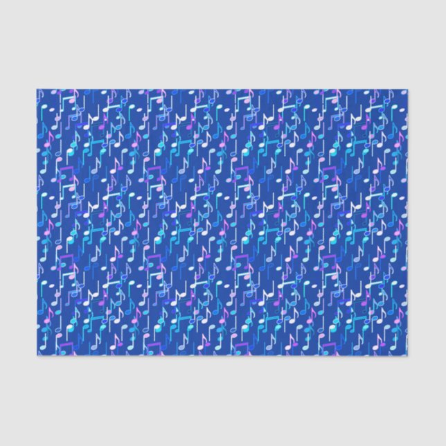Musical Notes print - indigo blue, multi Tissue Paper (Front)