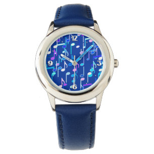 Musical Notes print - indigo blue, multi Watch