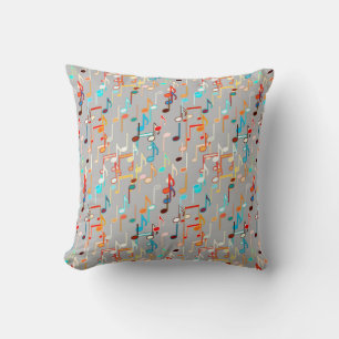 Musical Notes print - Medium Grey, Multi Cushion
