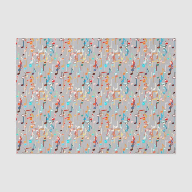 Musical Notes print - Medium Grey, Multi Tissue Paper (Front)