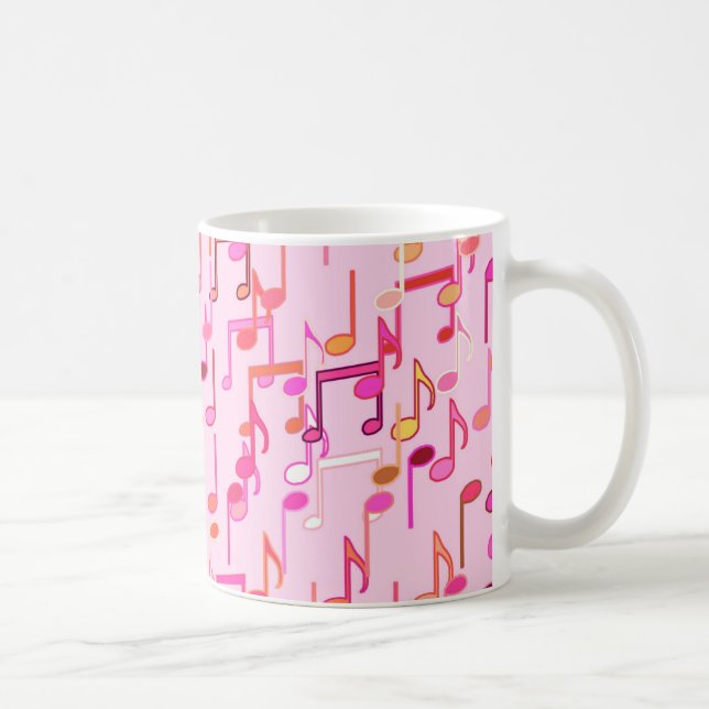 Musical Notes print - pink, multi Coffee Mug (Right)
