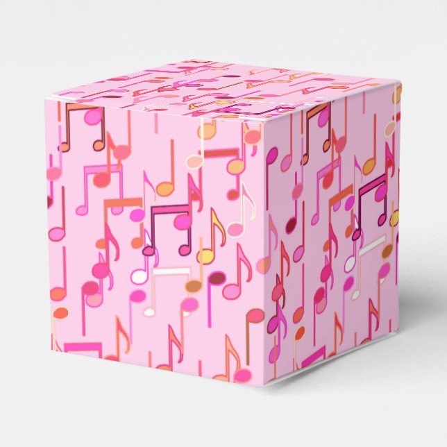 Musical Notes print - pink, multi Favour Box (Front Side)