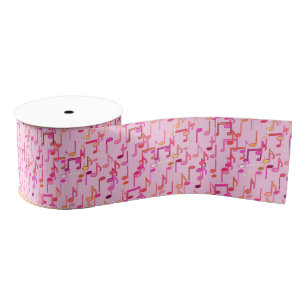 Musical Notes print - pink, multi Grosgrain Ribbon