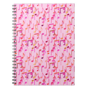 Musical Notes print - pink, multi Notebook