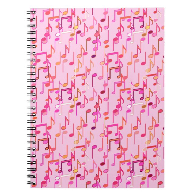 Musical Notes print - pink, multi Notebook (Front)