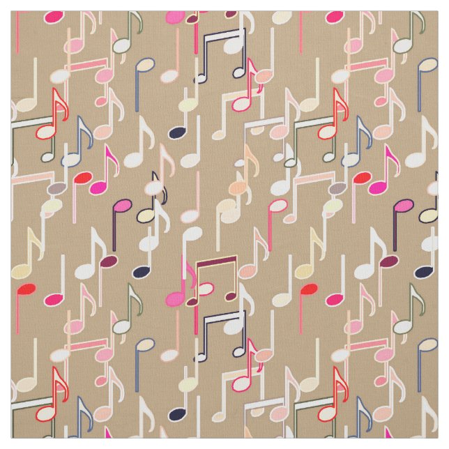 Musical Notes print - taupe tan, multi Fabric (Swatch)