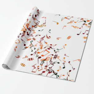 Musical Notes print - taupe tan, multi  Wrapping Paper