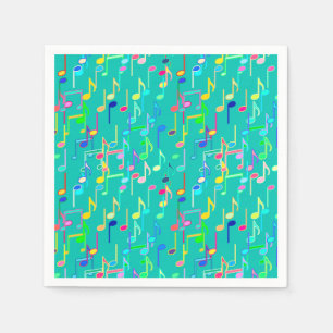 Musical Notes print - turquoise, multi Napkin