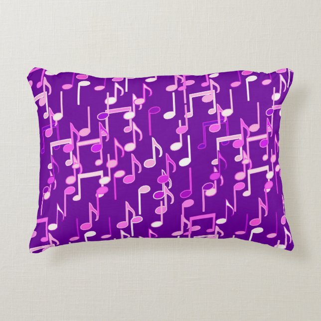 Musical Notes print - violet purple, multi Decorative Cushion (Front)