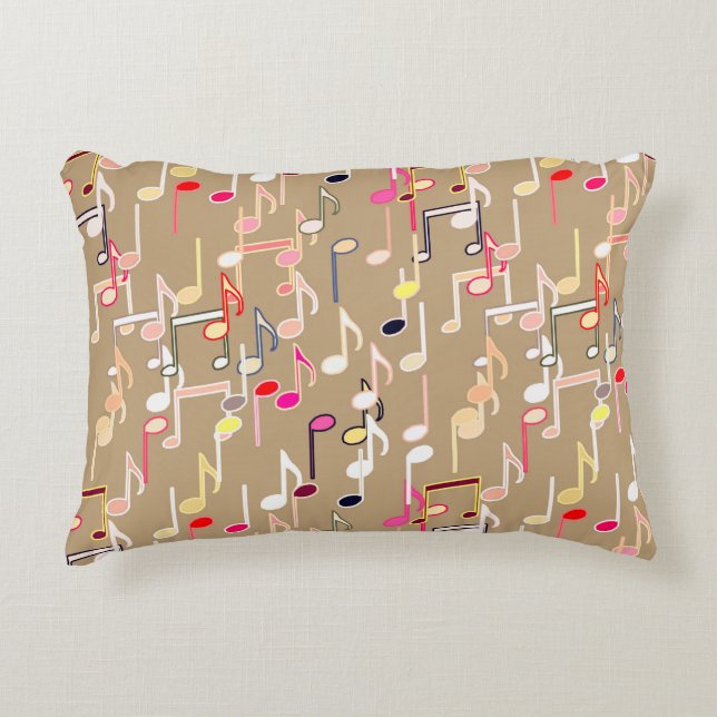 Musical Notes print - violet purple, multi Decorative Cushion (Front)