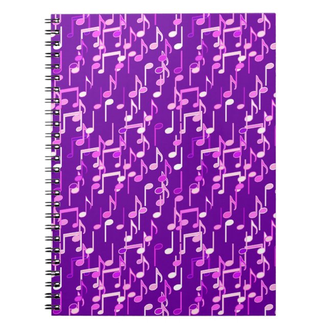 Musical Notes print - violet purple, multi Notebook (Front)
