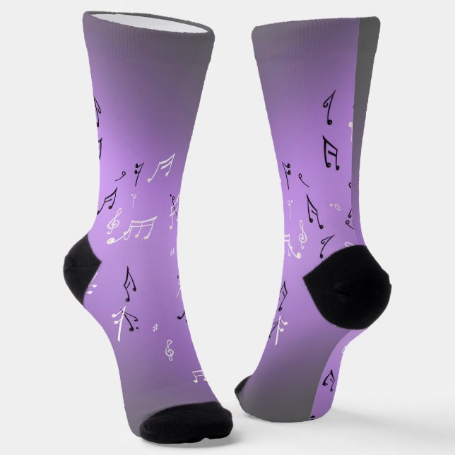 Musical Notes Purple  Socks (Angled)