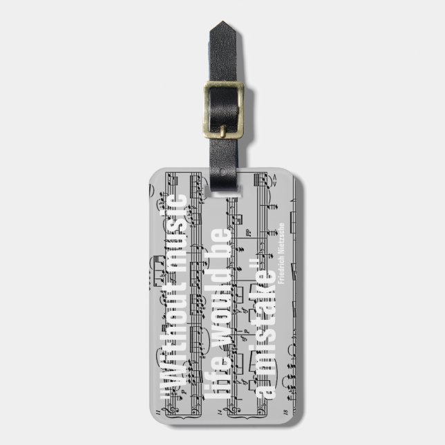musical notes & quote luggage tag (Front Vertical)