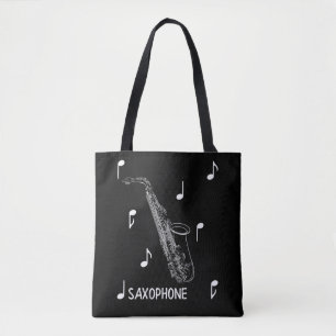 Musical Notes Saxophone Tote Bag