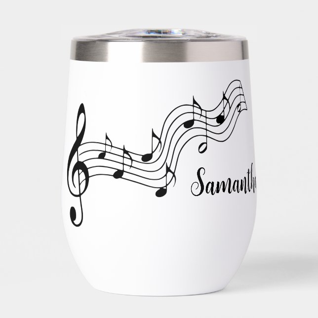 Musical Notes Score Design Thermal Wine Tumbler (Front)