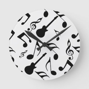 Musical Notes - Sheet Music Design Round Clock