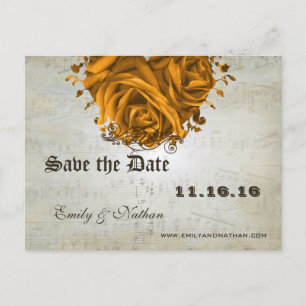 Musical Notes Silver and Gold Roses Save the Date