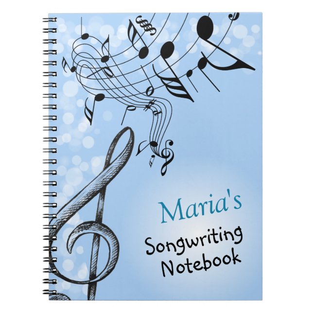 Musical Notes Singer Composer Songwriting Notebook (Front)