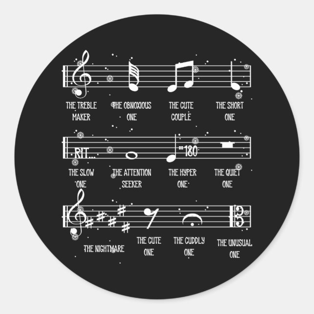 Musical Notes Symbol Definition Humour Funny Chris Classic Round Sticker (Front)